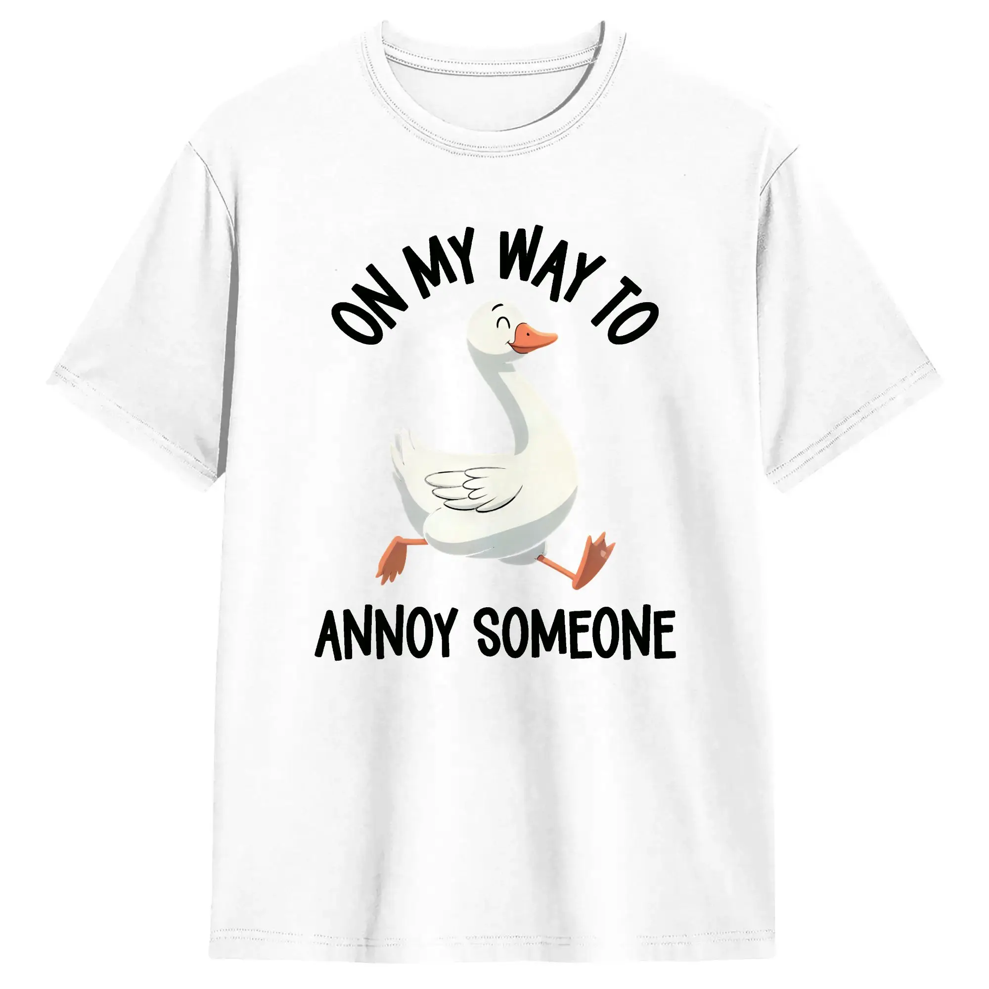 Funny Duck Graphic Pure Cotton T Shirt For Men Summer On my way to annoy someone Classic T-Shirts Crew Neck Trending Tees