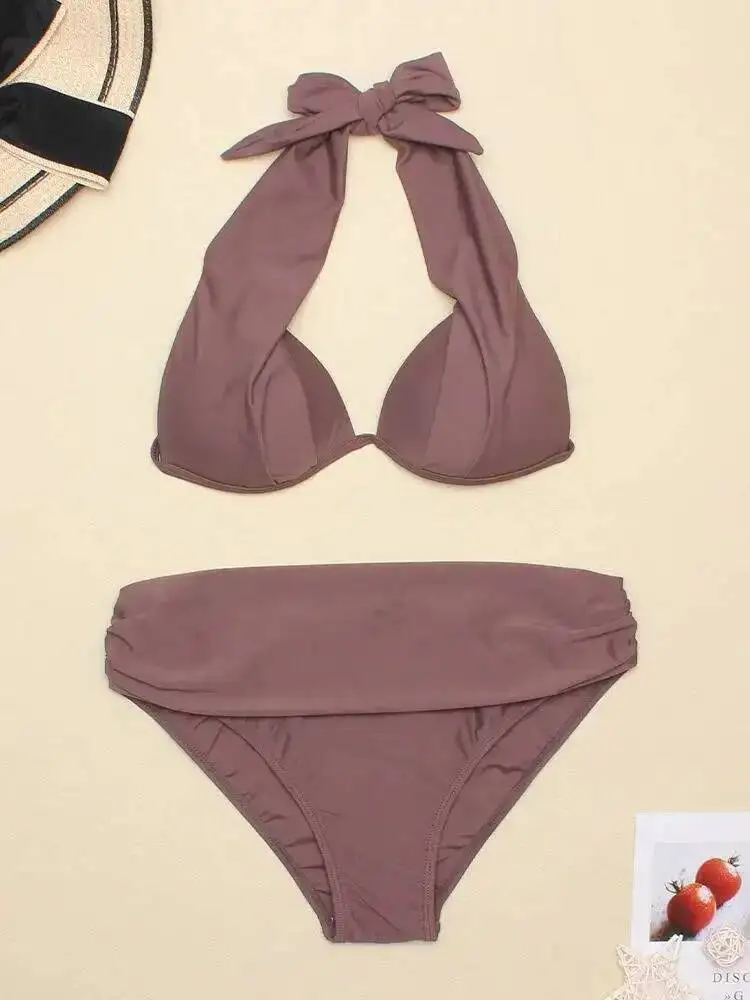 Women's Swimwear 2026 Push Up Bikini Two Pieces Swimsuits Halter Bandage Bathing Suits Sexy Thong Bikini Sets Summer Beach Wear