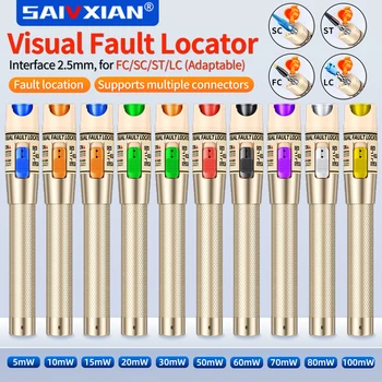 SAIVXIAN Visual Fault Locator 10/30/50/100mW เครื่องทดสอบสายเคเบิลไฟเบอร์ออปติกปากกา SC/FC/ST 2.5 มม.FTTH Optical Fiber เครื่องมือทดสอบ