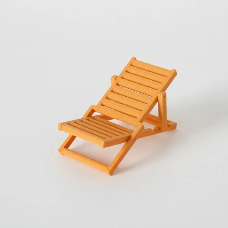 1 12 Scale Mini Foldable Beach Chair Wooden Deck Chair Model Dollhouse Furniture for Creative Outdoor Setup