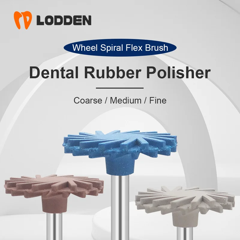 

LODDEN 6PCS Dental Rubber Polishers Composite Resin Polishing Disc Diamond 14mm Wheel Spiral Flex Brushes Burs Polish Tools