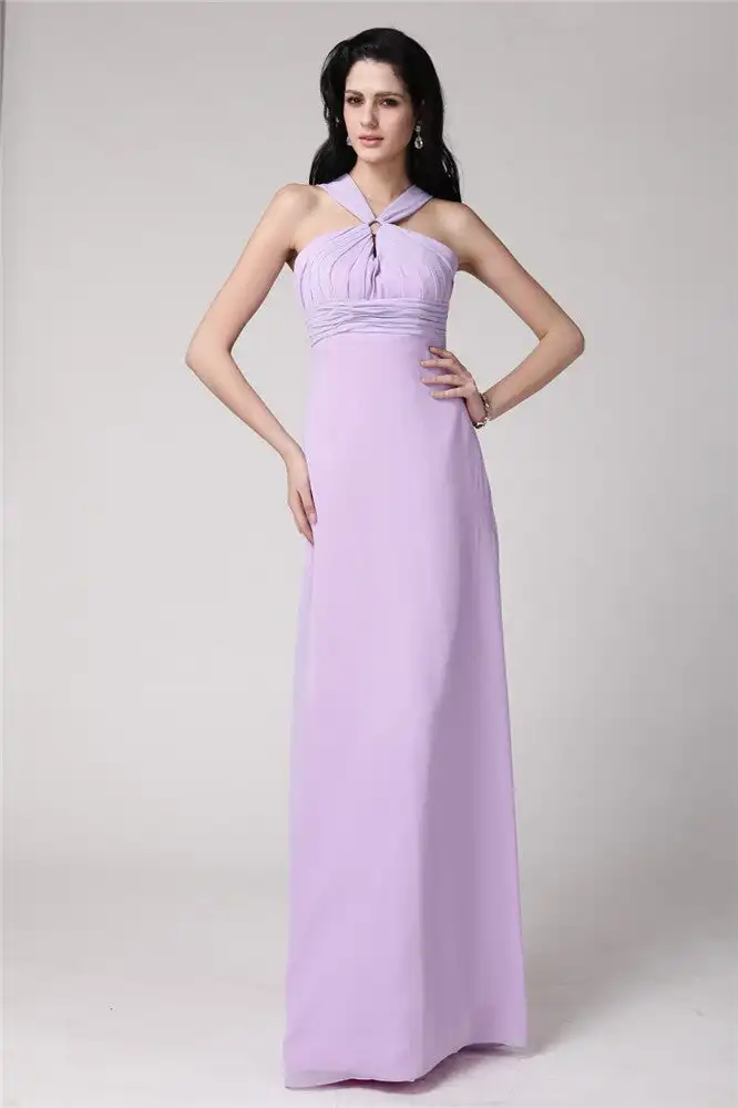 

Sheath/Column High Neck Sleeveless Pleats Long Chiffon Bridesmaid Dresses فساتين للمناسبات الرسمية