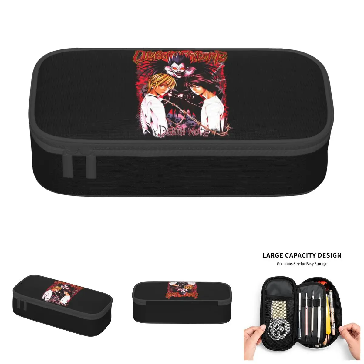 Étuis à crayons Light Yagami Death Note Lawliet Ryuk pour garçons et filles, grande capacité, boîte à stylos Anime Manga, sac d'école, accessoires scolaires