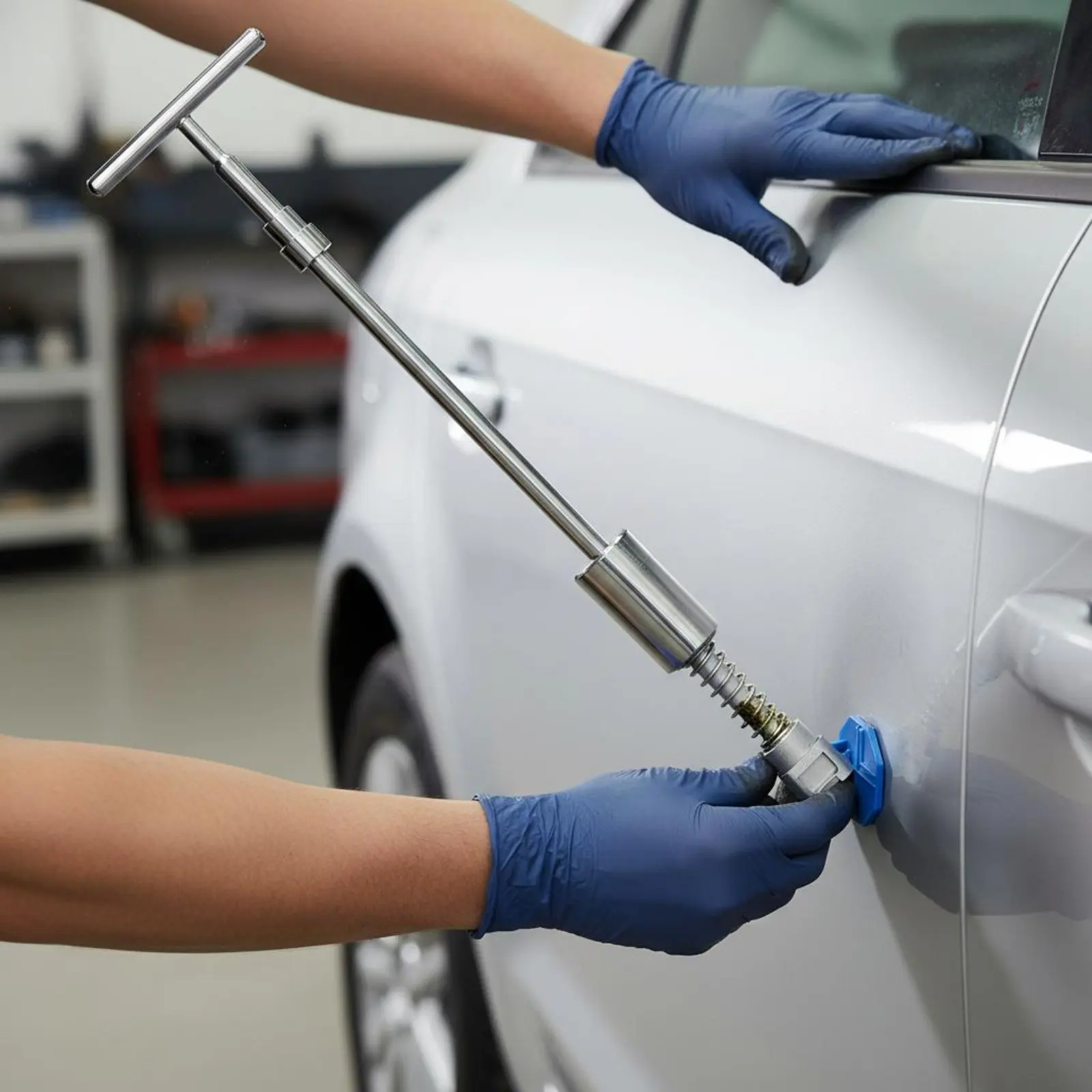 Paintless Dent Repair Tool Kit Strong Adhesion Paintless Dent Repair Kit Crossbar Slide Hammer Puller 2 in 1 Design for Garage