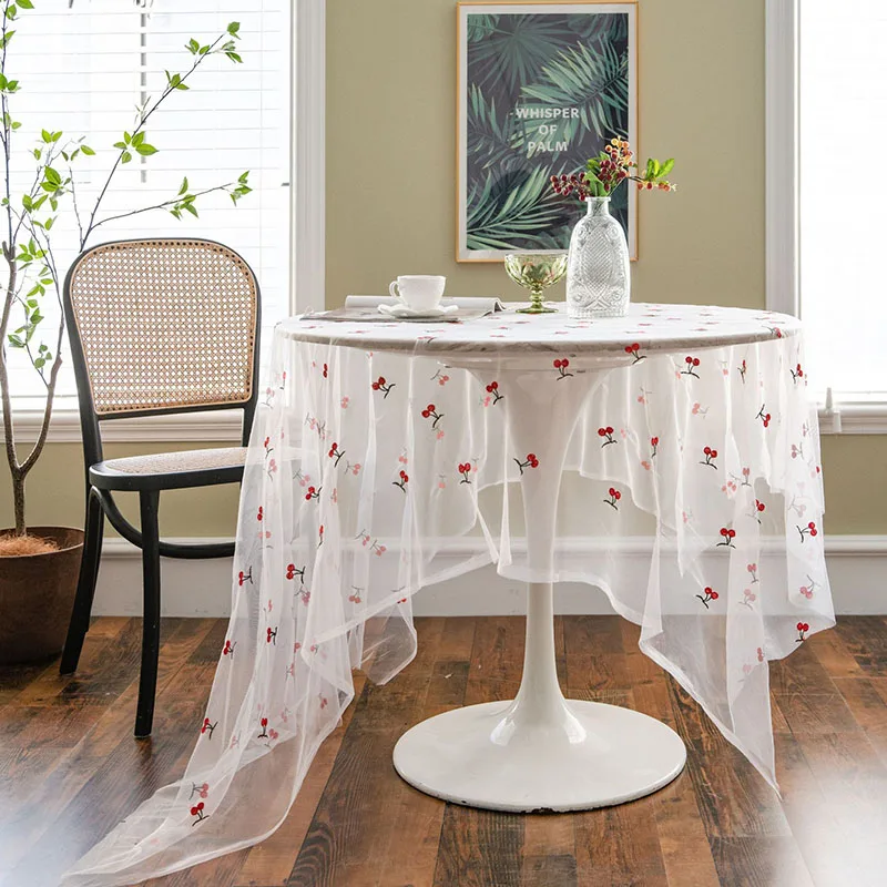 French Romantic Jacquard Tablecloth Ultra-Transparent Gauze Christmas Decor for Shooting 2Pcs Washable Table Mat for All Seasons
