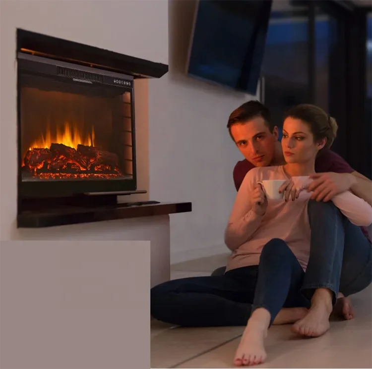 26 inch Curved Front Electric Fireplace Heaters Insert into MDF Surround Over-heating Safety Protection Fireplaces