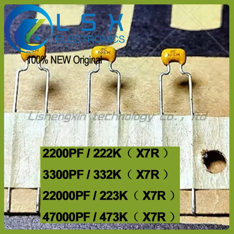 100pcs 2200PF  222K 3300PF 332K 22000PF  223K 47000PF  473K Multilayer Monolithic Capacitor New and Original
