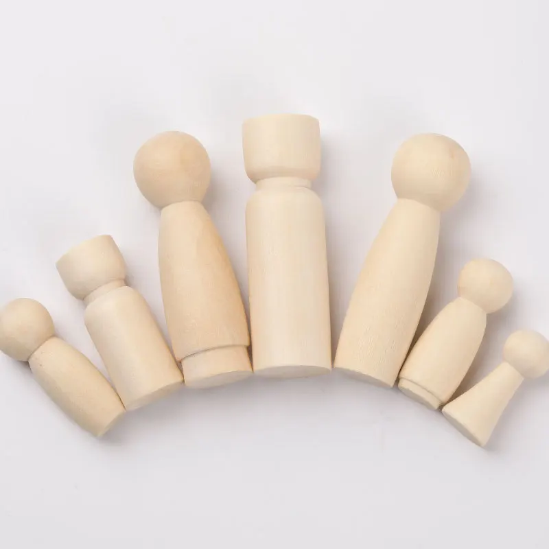 ABCPICK 50pcs Educational Toys Handwork Unpainted DIY Natural Wooden Peg People Dolls Wooden Peg Doll