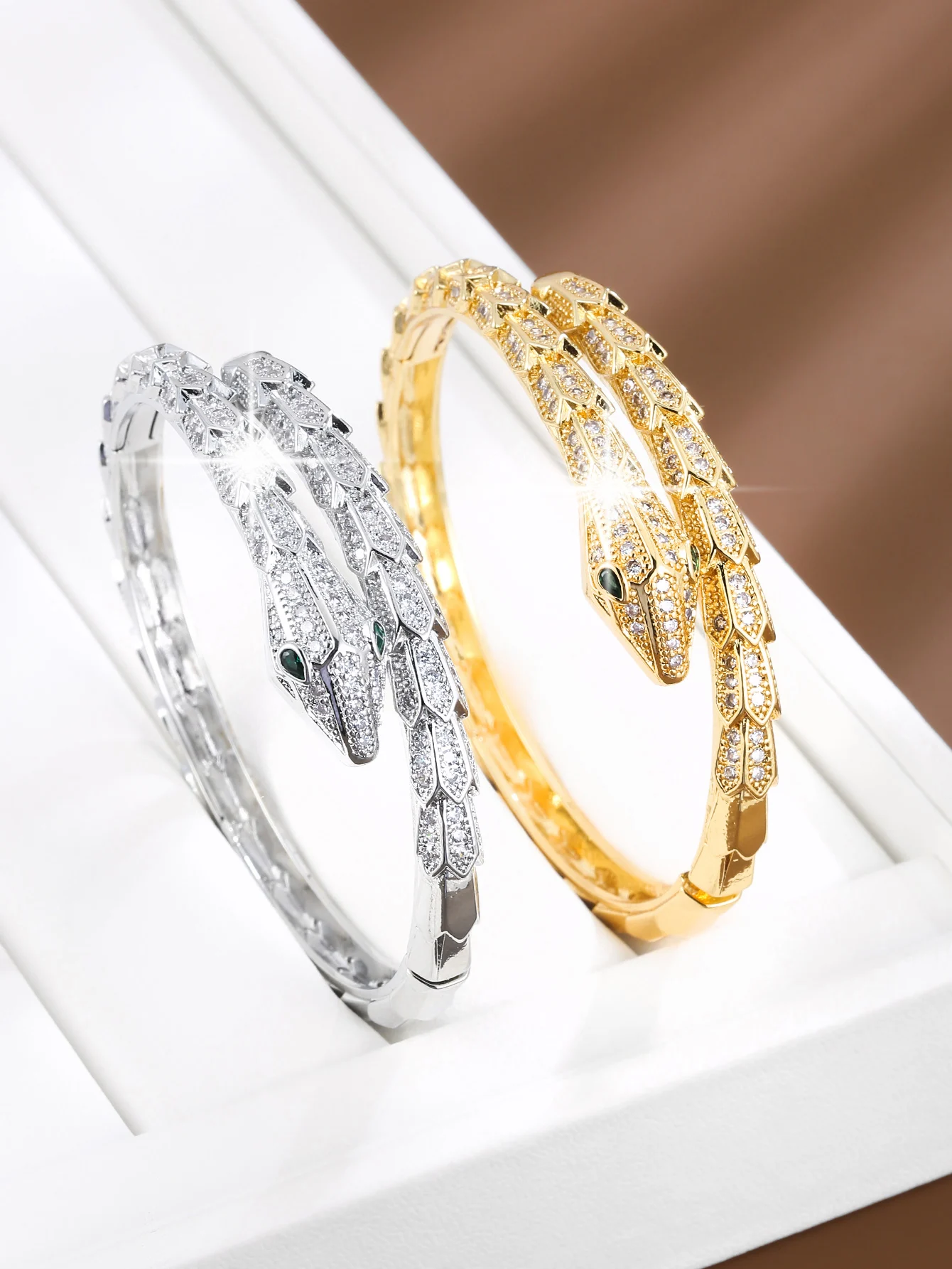 العصرية الحيوان الأفعى على شكل تصميم الاصطناعية زركونيا المرأة سوار للولائم والهدايا مجوهرات الإكسسوار #6