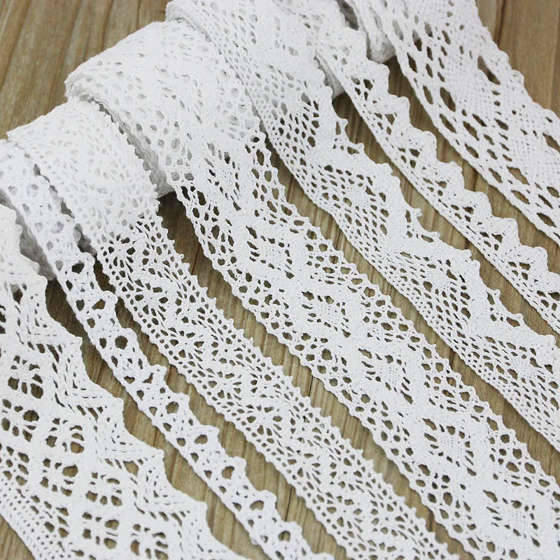 (5Meter/roll) White Cotton Embroidered Lace Net Ribbons Fabric Trim Decorate DIY Sewing Handmade Craft Materials Ribbons