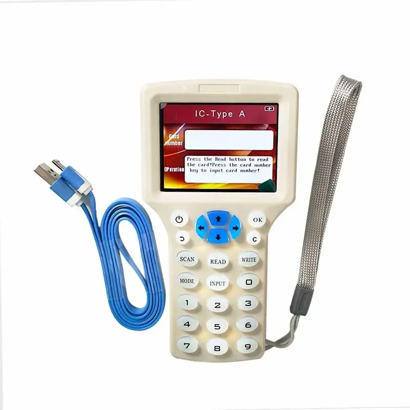 RFID Reader Writer Copier Duplicator IC ID with USB Cable 10 Frequency for 125Khz 13.56Mhz Cards LCD Screen Programmer T5577 UID