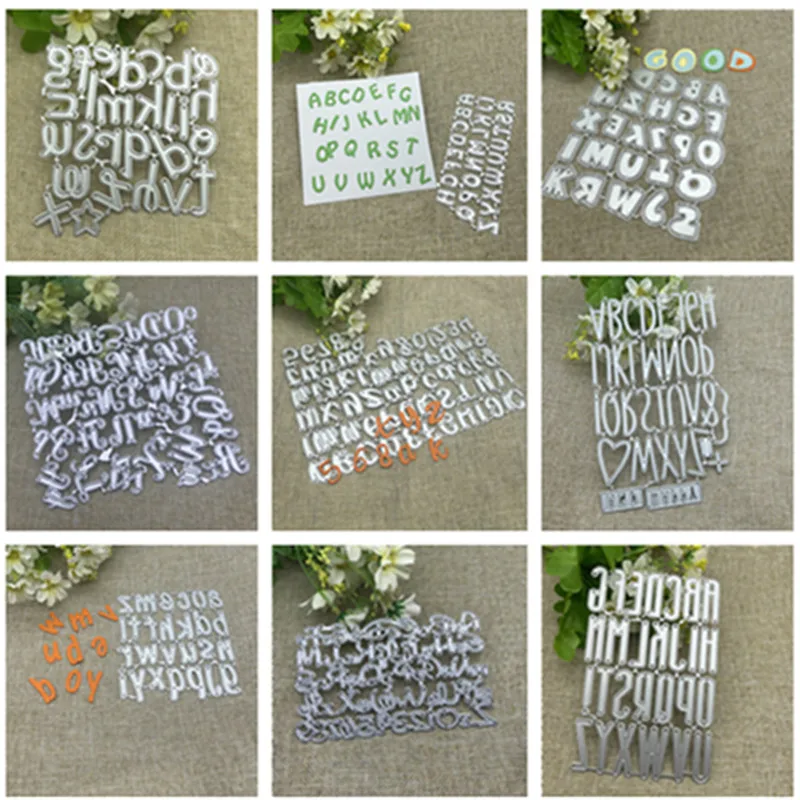 (9 Styles) 26 English Alphabet Letters Metal Cutting Dies DIY Scrapbooking Paper Photo Album Crafts Mould Cards Punch Stencils