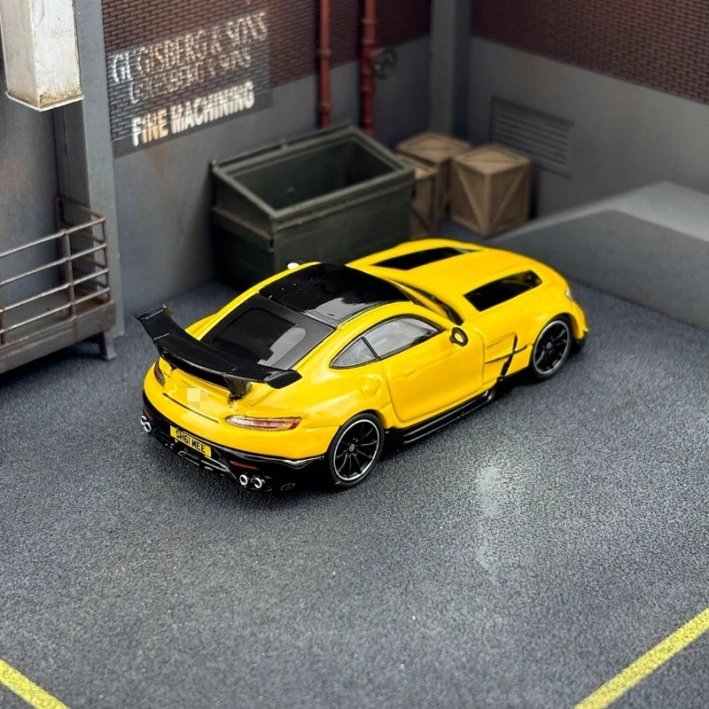 Tarmac Works 1/64 Black Series Żółty aluminiowy pojazd silnikowy Odlewany metal Model Prezenty
