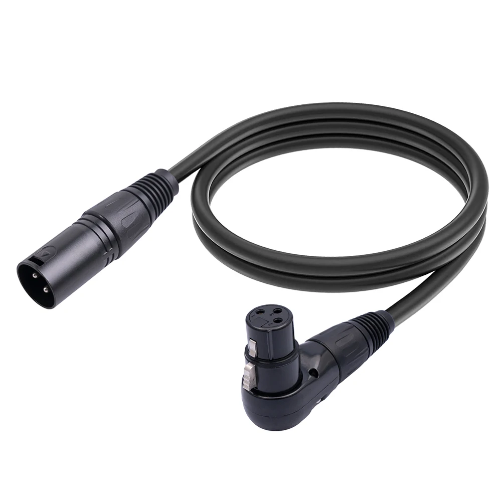 90 Degree XLR Female To Straight XLR Male 3-Pin Adapter Cable 0.3/1/1.8M Mic Connector for Speaker Recording Studio Mic Mixer