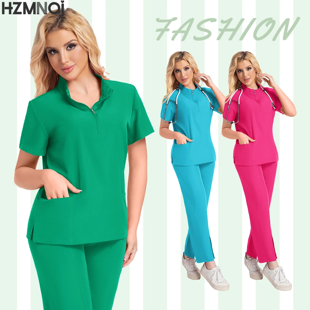 Nieuwe Verpleegster Uniformen Vrouwen Mannen Casual Jogger Broek Set Apotheek Werkkleding Medisch Ziekenhuis Arts Verpleging Uniform High-end Pak