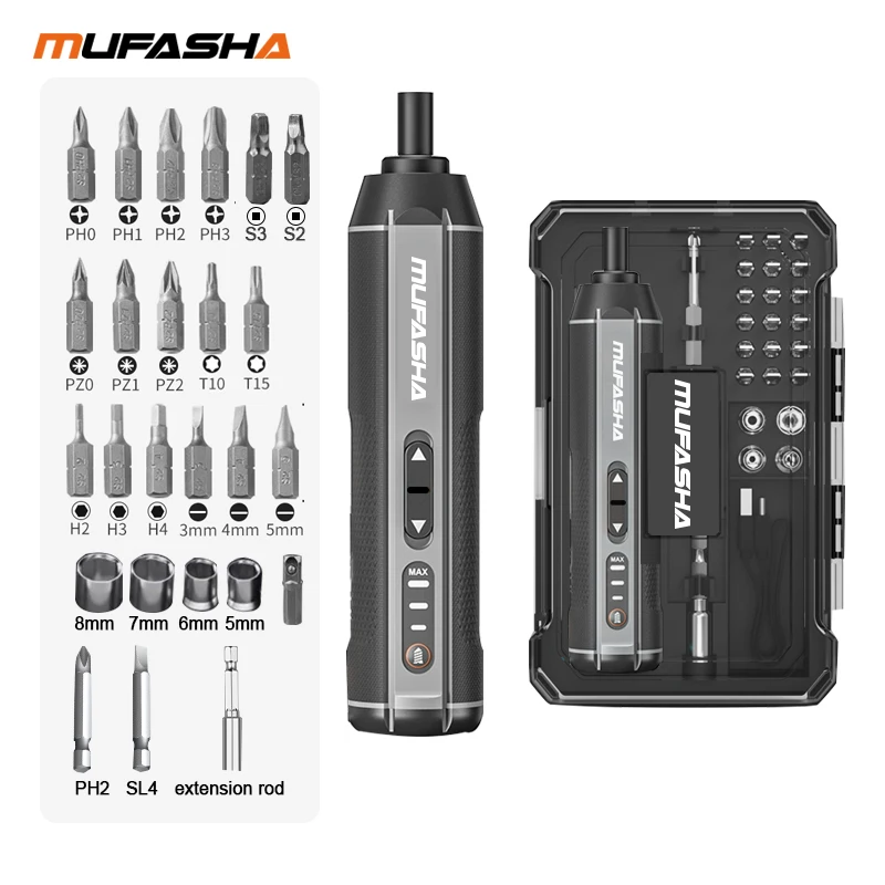 MUFASHA 25 in 1 Electric Screwdriver Set, Self-tapping 10N Screw,Suitable for Most Situations, Contain with Nut Tool
