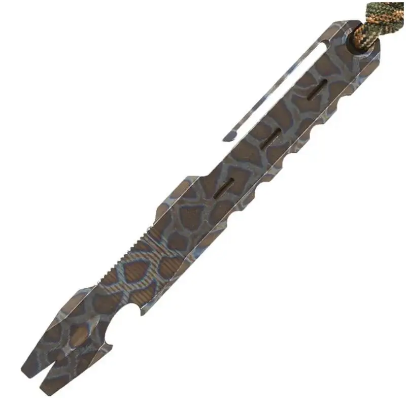 Imagem -05 - Queimar Titânio Liga Crowbar com Grampos Traseiros Abridor de Garrafas Multifunções Ferramentas Manuais Edc Camping ao ar Livre Extrator de Unhas com Paracor