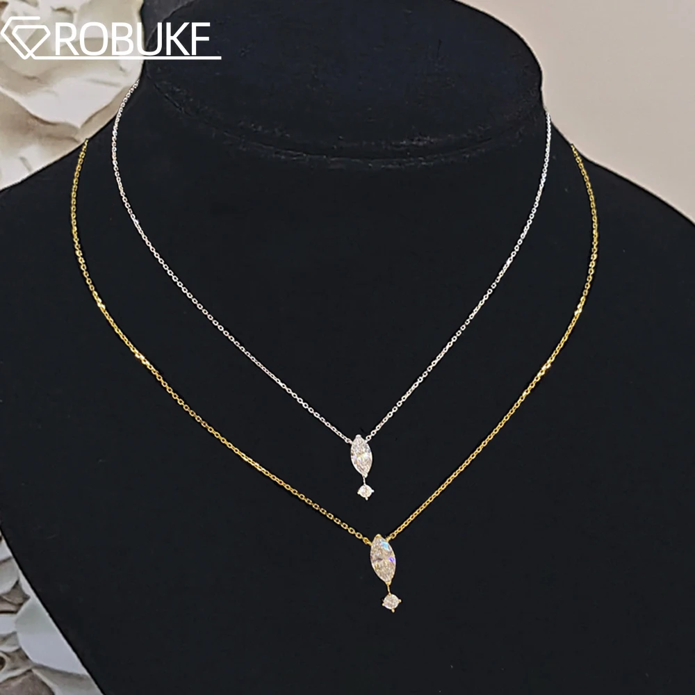 

1,1 карата подвеска в виде капли слезы, муассанитовое ожерелье для женщин, маркиза/круглой огранки, лабораторный бриллиант, сертифицированный S295 серебряная цепочка на шею, ювелирные изделия