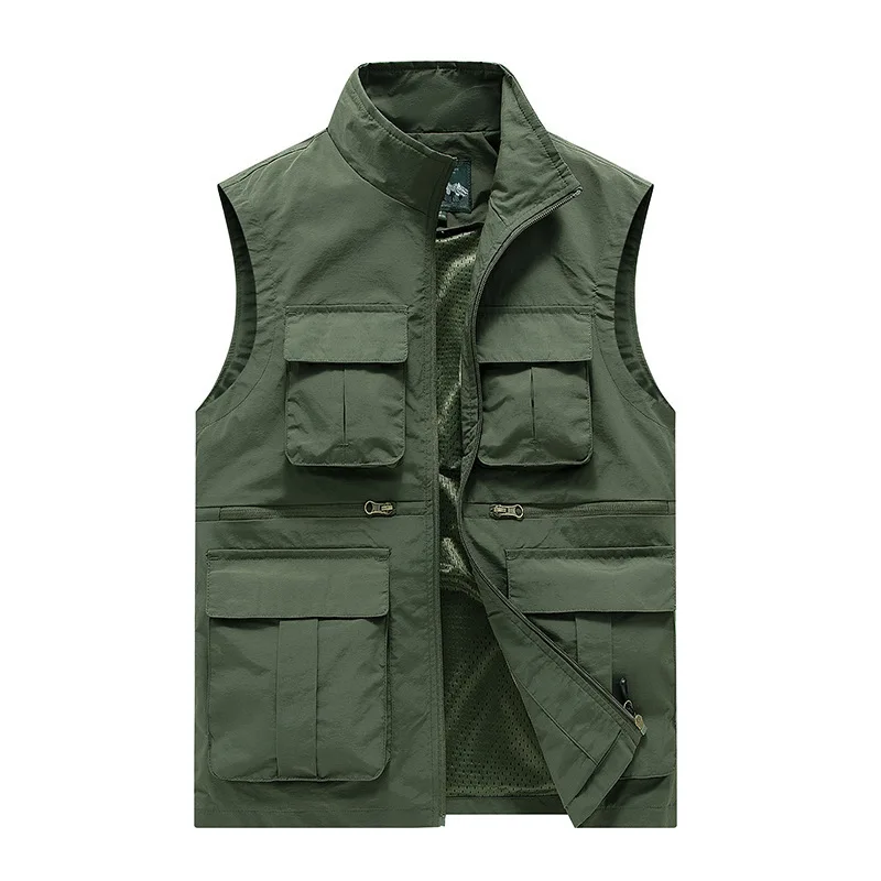 Men Sleeveless Jacket Hunting Hiking Fishing Multi-pocket Photographer Coat Outdoor Leisure Male Thin Cargo Jacket Vests M-8XL