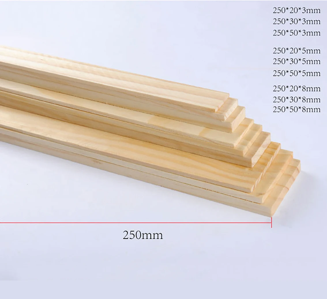 1-20 sztuk grubość 3/5/8mm prostokątny pasek drewna litej płyty sosnowej DIY materiał modelarski rzemiosło dekoracje dokonywanie części