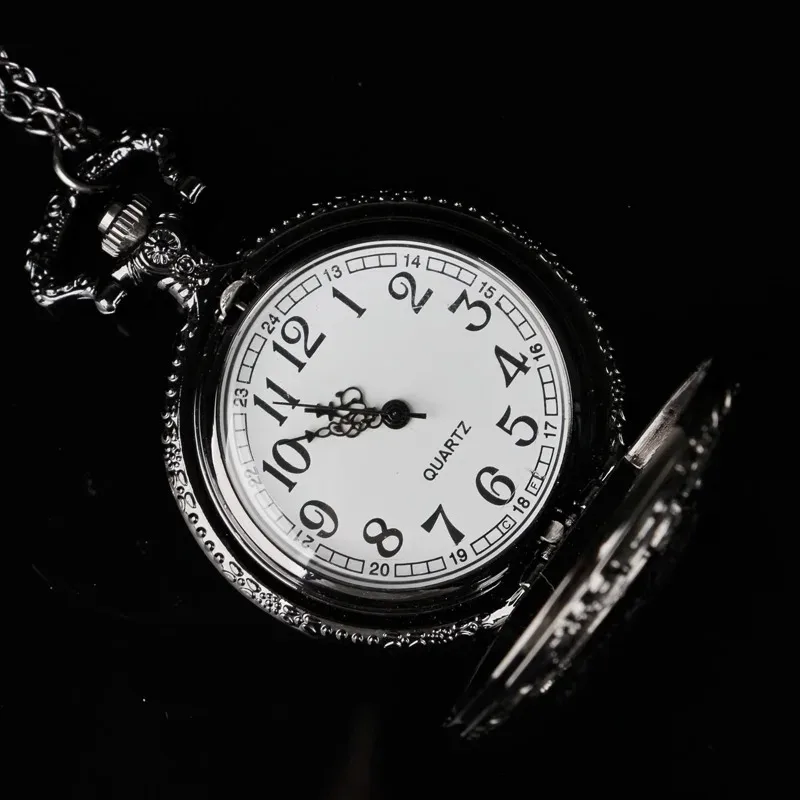 Steampunkowy Las Wilk Kwarcowy Naszyjnik Zegarki Kieszonkowe Arabskie Cyfry Tarcza Pełny Łowca Antyczny Łańcuszek Zegar Reloj De Bolsillo