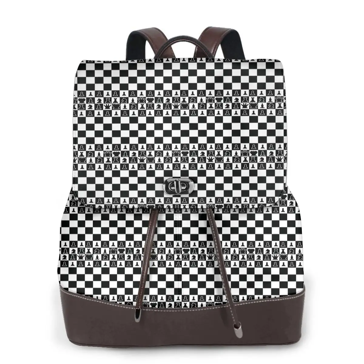 Chess Board Black And White Grid Checkered Bookbag School Student Bags Hiking Travel Daypack for Women Fashion Derma Backpack