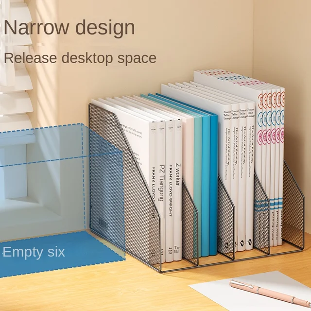 Metal File Rack Office Desk Shelf Standing Desktop File Folder 