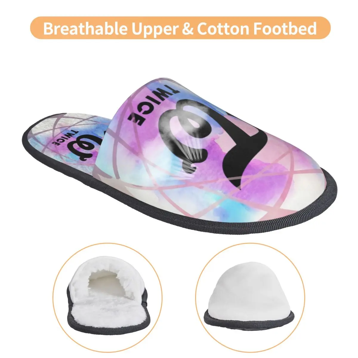 Custom Kpop Twices Logo House Slippers Women Comfy Memory Foam Slip On Bedroom Slipper Shoes