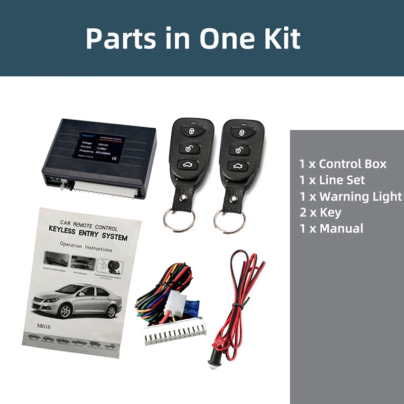 HIPPCRON 12V Car Auto Remote Central Kit Door Lock Locking Vehicle Keyless Entry System with 2 Remote Control Car Central Lock