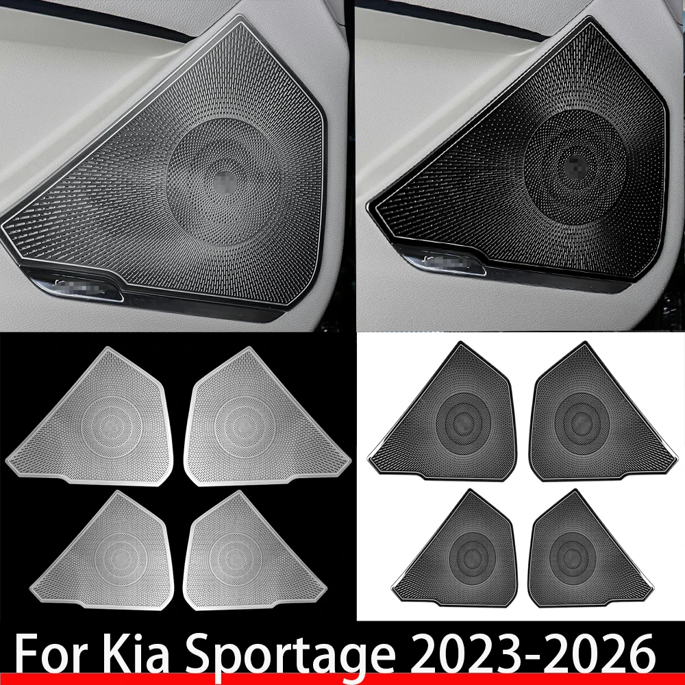 

Black Stainless Steel Car Door Speaker Decoration Covers Trim For Kia Sportage NQ5 2023-2026 Interior Accessories LHD/RHD