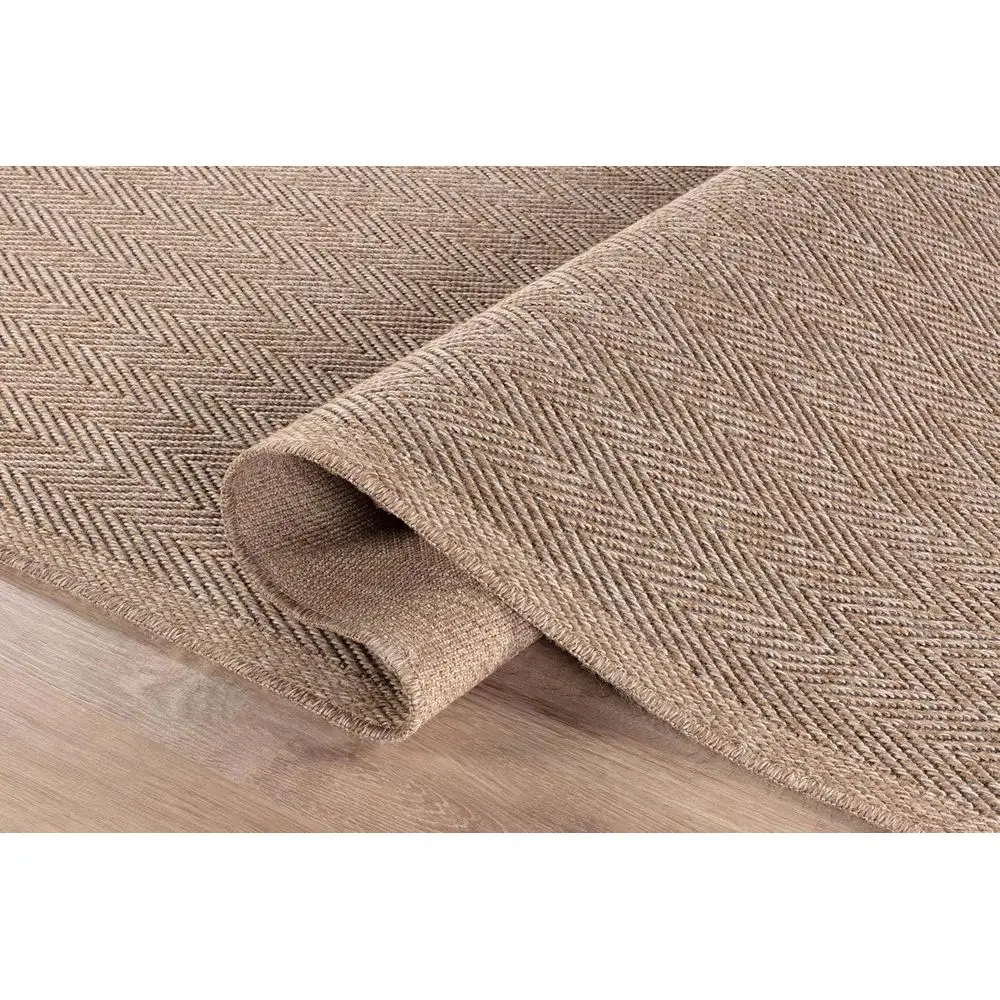 Natural Fiber Herringbone Jute Rug, 4x6 Feet, Indoor/Outdoor Living Room, Patio, Kitchen, Washable Seagrass Area Rug