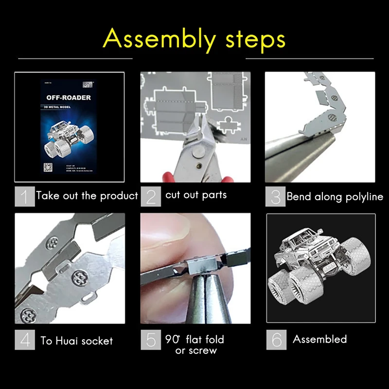 Zestaw metalowych modeli 3D DIY Puzzle Gra logiczna dla nastolatków Ręcznie robiony zestaw Off-Road Duży rower Zabawki dla dzieci Prezent urodzinowy