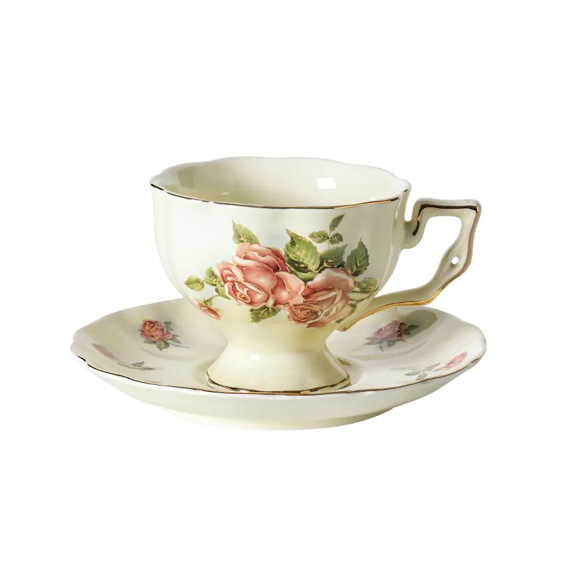 

Retro coffee cup and saucer set European ceramic pot tea cup afternoon tea set household high value British Phnom Penh tea set
