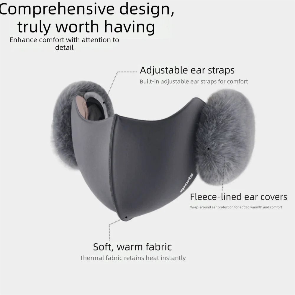 Windproof Earmuffs Mask 2in1 Dust-proof Breathable Ear-Protecting Face Mask Thermal Winter Cycling Face Shield Windy Conditions