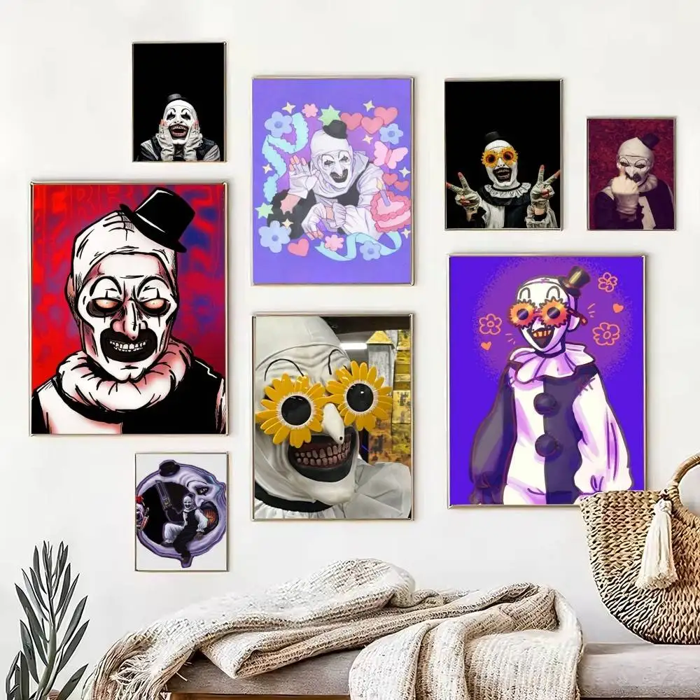Art the Clown horror T-Terrifier  Poster Waterproof Wall Art Sticker For Bar Living Room Vintage Decor High Quality Print Gift