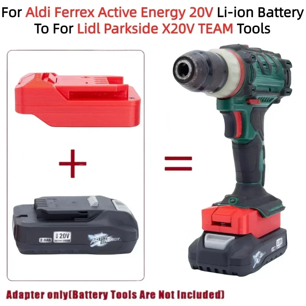 1 X Battery Adapter Converter for Aldi Ferrex Active Energy 20V Li-ion Battery TO Lidl Parkside X20V TEAM Cordless Power Tools