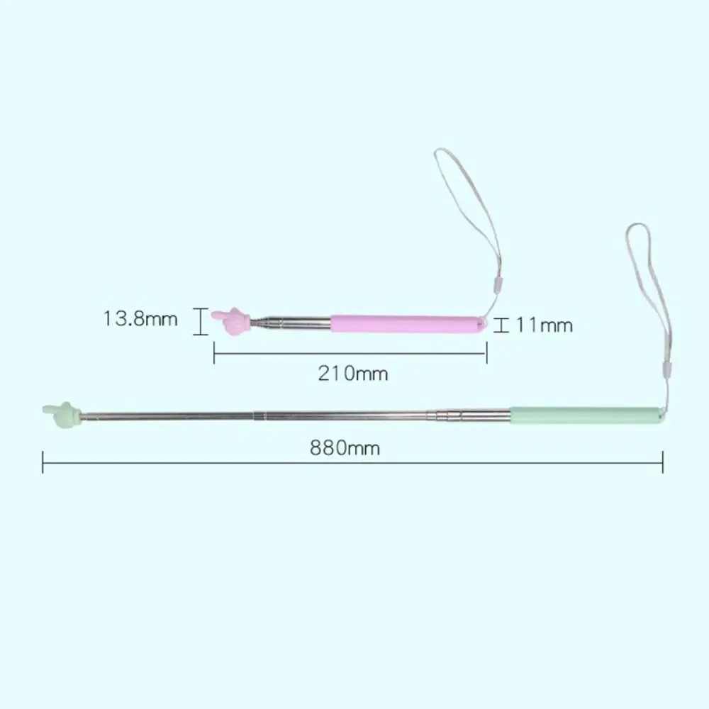 Stainless Steel Teaching Pointer Telescopic Rod 88CM Finger Reading Sticks with Hanging Rope Finger Design