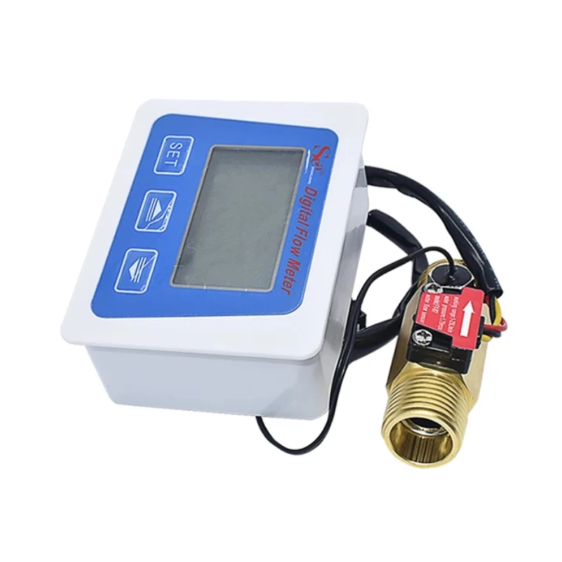 Digital LCD display Water flow sensor meter flowmeter totameter Temperature time record With G1/2 flow sensor