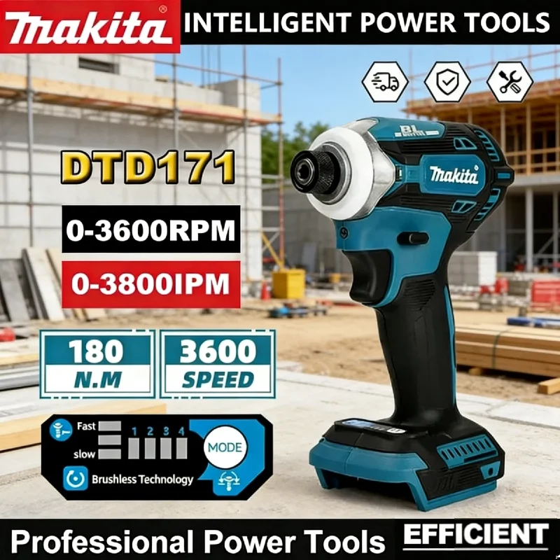 

Ударный шуруповерт Makita DTD173 Blue Brushless, литий-ионный, многофункциональный, портативный электроинструмент с насадками для сверления, 18В