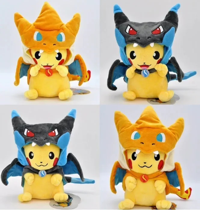 2025 * 1 PCS ~ 4 PCS Estilos Cosplay Pokémon Pelúcia * Mega Brilhante Charizard XY Pikachu Manto Brinquedo de Pelúcia Boneca Macia de Desenho Animado & @!