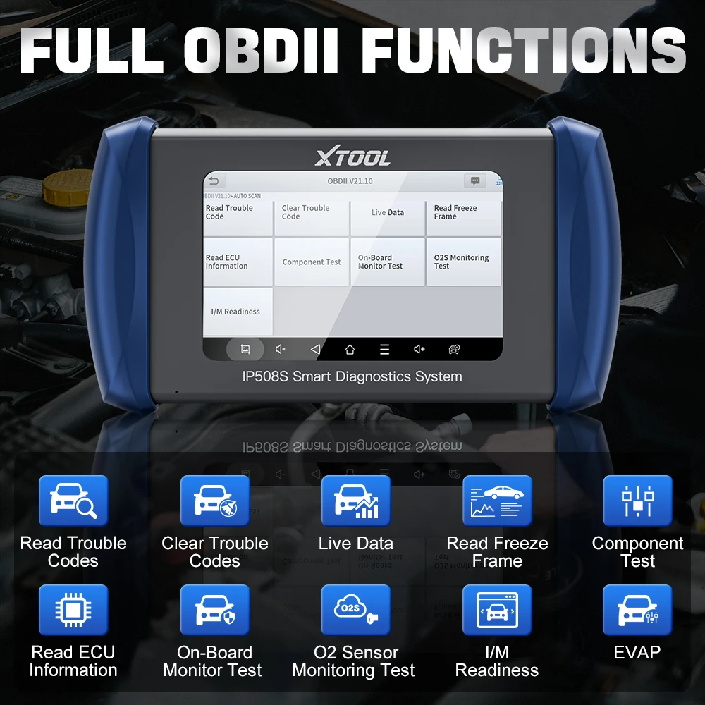 XTOOL IP508S OBD2 Scanner Car Diagnostic Tool 5 Main System Diagnosis of ECM TCM ABS SRS EPB 15 Reset Live Data Code Reader