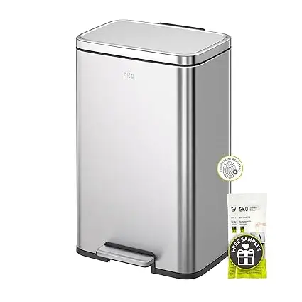 Factory Direct 2026 Madison Brushed Stainless 25L+20L Dual Compartment Step Trash Can with Inner Liner, Recycling Bin, Soft-Clos
