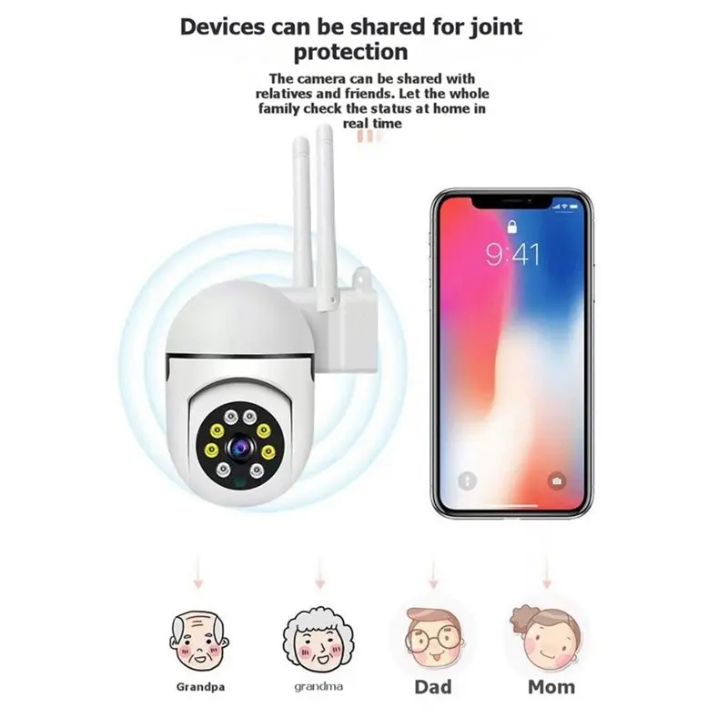 Extensive Sale Wireless 2MP Wifi Camera 1080P IP65 Rating PTZ Surveillance System 4PCS Infrared Night Vision Two-Way Intercom Se
