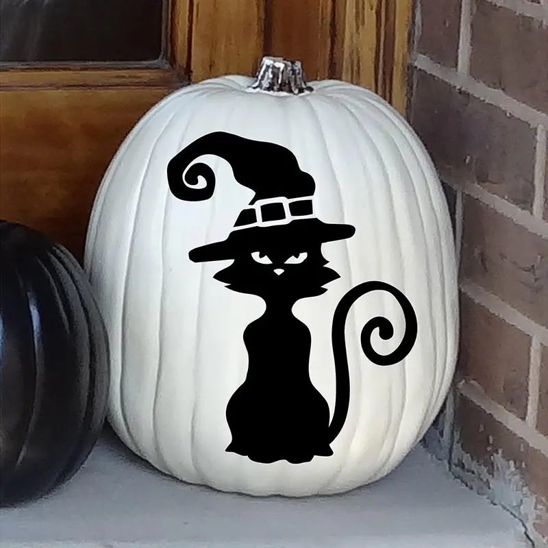 The Witch's Black Cat Wall Sticker Vinyl Halloween Holiday Home Decor Window, Door, Kids Room Decals Removable Murals AC33