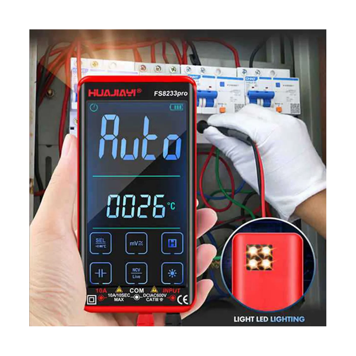 HUAJIAYI FS8233Pro Smart Multimeter Touch Screen Multimetro Transistor 9999 Counts True RMS Auto Range DC/AC 10A 2PC