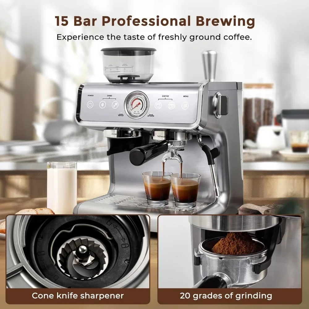 Espresso Machines for Home, Intelligent Temp Control, Cappuccino Machine with Milk Frother, Semi-Automatic Coffee Machines