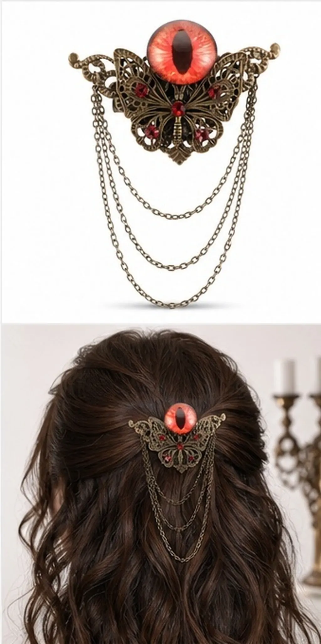 Evil Eye Gothic Hair Clip and Brooch Pin for Women Lightweight Small Size Hair Accessory for Adults Clothes Lapel Hat Backpack