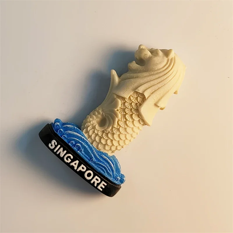 Creative Magnet Refrigerator Stickers Singapore Landmark Lion Fountain Three-dimensional Painting Home Decoration Crafts Gift