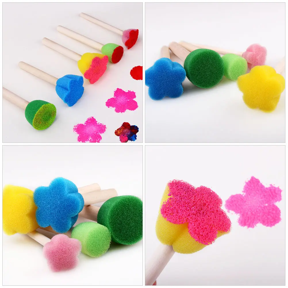 15Pcs Sponge Brush Set Premium Graffiti Sponge Brushes for Painting Drawing Stamps DIY Art Tools Painting Supplies