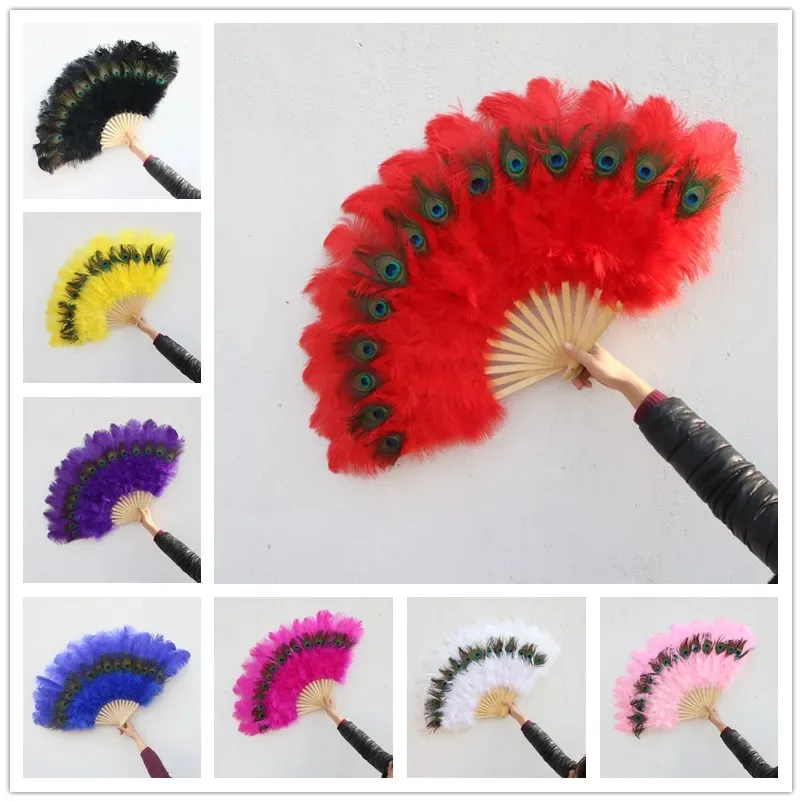 

1/2PCS Fluffy Ostrich Feathers Fan Peacock 90CM*50CM Natural Fashion Feathers Fan Wedding Carnival Dance Performance Plumas